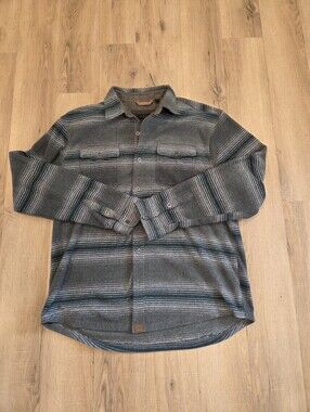 Dakota Grizzly Bowie Blanket Shirt Lg Blue Green Stripe Button Down Casual Warm